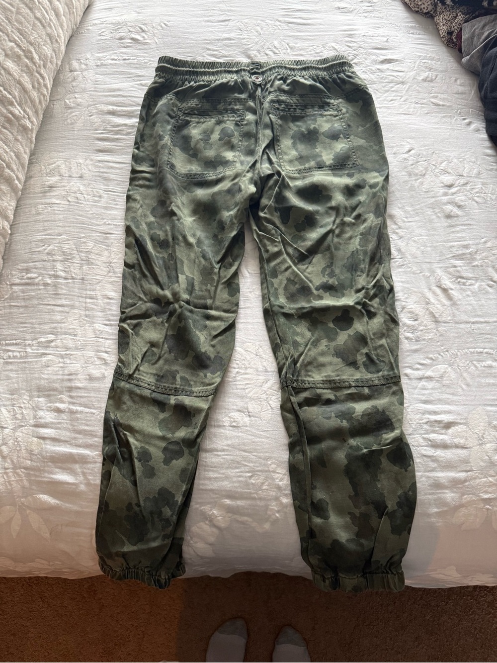 Anthropologie Olive Green Camo Track Joggers - Picture 4 of 4